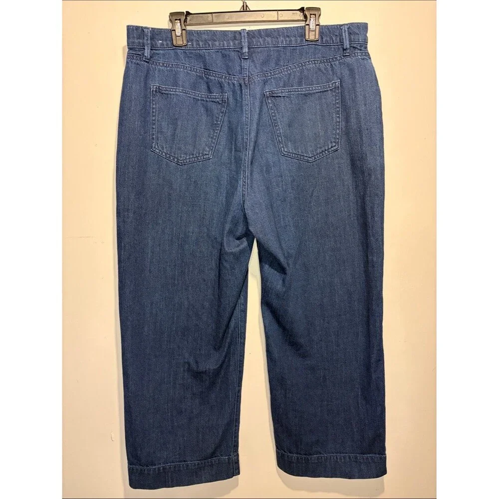 Ann Taylor Factory Wide Leg High Rise Pant 100% Cotton Soft Casual Size 14